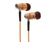 Symphonized NRG Premium Genuine Wood In ear Noise isolating Headphones Earbuds Earphones with Microphone Orange Stripe
