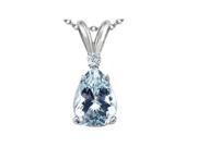 1.50 cttw Aquamarine Diamond in SOlid Sterling Silver Pendant Necklace