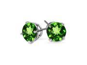 2.00CTW Genuine Chrome Diopside Earrings Set In Solid 14Kt Gold