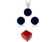3.00 CTW Created Sapphire Earring Pendant Set in Solid Sterling Silver