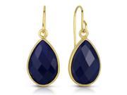 Dyed Sapphire Tear Drop Earrings Set In 14kt Gold Over Sterling