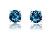 Sight Holder Diamonds 2.00ctw Genuine London Blue Topaz Earrings Set In Solid Sterling Silver