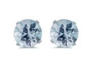 Sight Holder Diamonds 1.00Ctw Round Aquamarine Earrings in Solid Sterling Silver
