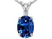 8x6 Lab Created Sapphire Genuine Diamond Pendant Set In Solid Sterling Silver