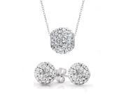 Sight Holder Diamonds Swarovski Crystal Earring Pendant Set In Sterling Silver