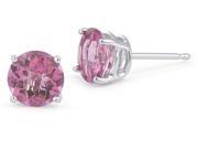 2.00CTW Created Pink Sapphire Earrings Set In 14kt Gold