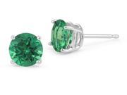 2.00ctw Lab Created Emerald Stud Earrings Set In Solid 14kt Gold