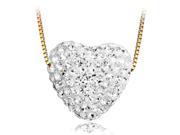 Swarovski Crystal Heart Pave Crystal Pendant Necklace W 18Kt Gold Plated Chain