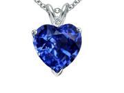 4.00 Ctw Lab Created Sapphire Diamond Pendant In Sterling Silver