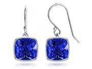 4.00 CTW Cushion Shaped Sapphire Drop Earrings in Solid Sterling S