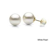 14k Yellow Gold Round Cultured Pearl Stud Earrings 7.00 mm