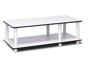 Furinno 11174WH EX WH JUST No Tools Mid TV Stand White Finish w White Tube