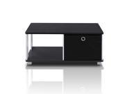 Furinno 99954BK BK Coffee Table with Bin Drawer Black White