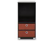 Furinno 10002EX BR 3 Shelves Cabinet Bedside Night Stand with 2 Bin Drawers Espresso Brown
