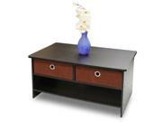 Furinno Espresso Finish Living Set Center Coffee Table with 4 Bin Type Drawers 10003EX BR