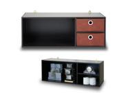Furinno 10005EX BR Wall Mounted Desk Storage Hutch with 2 Bin Drawers Espresso Brown