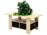 Furinno 11158SBE BK Coffee Table w Bin Drawer Steam Beech Black