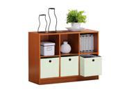 Furinno 99940LC IV Bookshelf with Bins Light Cherry Ivory