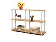 Furinno 99130BE WH Turn n Tube 3 Tier Double Size Storage Display Rack Beech White