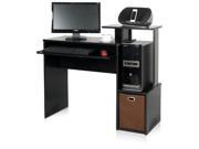 Furinno 12095BK BR Econ Multipurpose Home Office Computer Writing Desk w Bin Black Brown