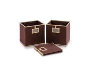 Furinno Laci NW13115 Storage Bins with Card Display Pocket Set of 3 Brown