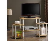 Furinno 11257BE WH Turn n Tube No Tool Entertainment Center TV Stand Beech White