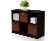 FURINNO 99940 EX/BR 3x2 Bookcase Storage with Bins, Espresso/Brown