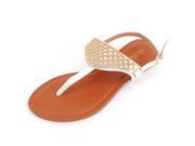 Womens Gold Sandals T Strap Thong Flats Adjustable Ankle Strap Hot Summer Shoes