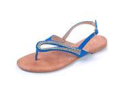 Dressy Rhinestone Flats Women s Sandals Thong Ankle Buckle Askew Slant Strap New