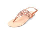 Womens Rhinestone Sandals Cutout Straps Comfort Thongs Dressy Flats By Luo Luo