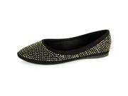 Womens Ballet Flats Slip On Rhinestone Shoe Faux Suede Round Pointed Toe Loafers