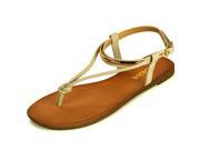 Womens T Strap Sandals Slingback Thongs Gold Strap Flip Flops Bohemian Flats New