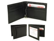 Alpine Swiss Mens Bifold Money Clip Spring Loaded Leather ID Front Pocket Wallet