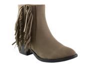 Alpine Swiss Arosa Women s Ankle Boots Fringe Shoes Block High Heel Micro Suede