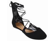 Soda Harvest Womens Criss Cross Lace Up Ankle Tie Round Toe Classic Ballet Flats