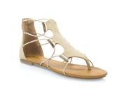 Soda Impact Women s Elastic Strappy Ankle High Gladiator Thong Flat Sandals