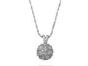 18K White Gold Plated Shamballa White Rhinestone Crystal Ball Pendant Necklace