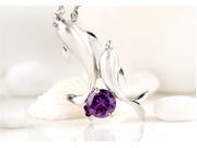 I. M. Jewelry Sterling Silver Dolphin Pendant Simulated Amethyst Necklace