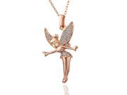 Tinker Bell Rose Gold 18K gold plated Rhinestone Crystal Pendant Necklace