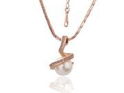 Madeline Pearl Rose Gold 18K Gold Plated Rhinestone Crystal Pendant Necklace