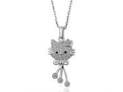 18K White Gold Plated Kitty Rhinestone Crystal Pendant Necklace