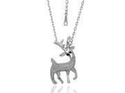 Crystal Deer White Gold 18K gold plated Rhinestone Crystal Pendant Necklace