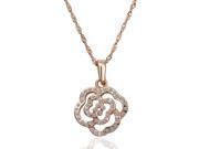 18K Rose Gold Plated Rose Crystal Pendant Necklace