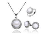 18K gold plated CZ Freshwater Pearl 3 piece jewelry set
