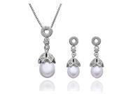 18K gold plated CZ Freshwater Pearl 2 piece jewelry set
