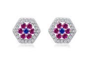 I. M. Jewelry Sterling Silver colorful cubic zirconia Stud Earrings