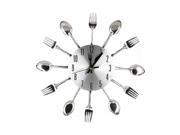 Kitchen Decor Spoon Fork Clock Silver 1 Each