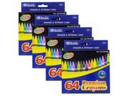 Bazic 64 Count Premium Assorted Crayons Pack of 4