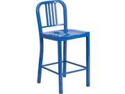 Flash Furniture 24 High Blue Metal Indoor Outdoor Counter Height Stool