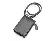 Royce Leather Black RFID Blocking Zippered Key Case Wallet in Saffiano Leather